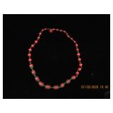 Red Bead Necklace with Filigree Accents