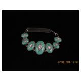 Turquoise Oval Link Bracelet with Starburst Accent