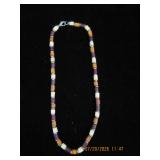 Multi-Colored Cylindrical Bead Necklace