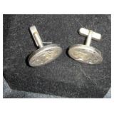 Silvertone Oval Etched Cufflinks