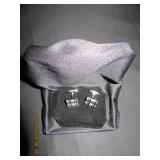 Silvertone Square Cufflinks with Plaid Etching