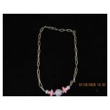 Link Chain Necklace with Pink and Pastel Bead Acce