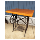 Repurposed Sewing Machine Base Table