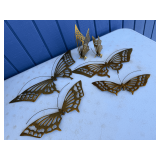Set of Six Brass Butterfly Wall Decor