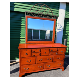 12 Drawer Apothecary Style Wooden Dresser with Mirror Attachment