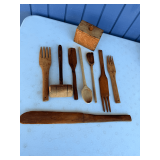 Wooden Butter Mold and Utensil Collection