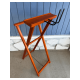 Wooden Folding Luggage Rack with Support Bar