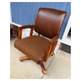 Vintage Upholstered Executive Office Chair with Wood Frame