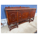 Antique Wood Sideboard Buffet with Ornate Details