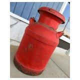 Vintage Red Metal 10 Gallon Milk Can