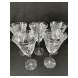 Set of Five Etched Glass Cocktail Glasses