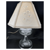 Clear Glass Oil Lamp with Floral Shade