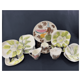 Red Wing Pottery Tampico and Magnolia Patterned Dinnerware Set