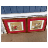 Pair of Bird and Floral Framed Prints