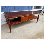 Leather Inlay Coffee Table with Drawer