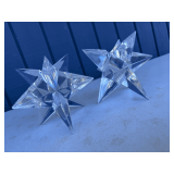 Pair of Vintage Rosenthal Crystal 9 Point Star Candleholders