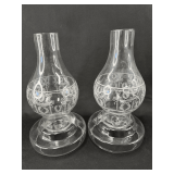Pair of Etched Glass Lamp Bases and Domes