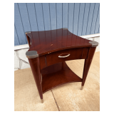MCM Mahogany Side Table with Drawer and Lower Shelf