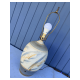 Studio Pottery Lamp with Abstract Design