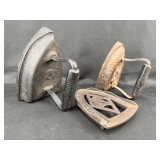 Collection of Three Flat Irons with Stand