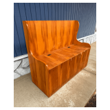 Wooden Storage Bench with High Back