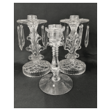 MCM Pressed Glass Candle Holders - Set of Three