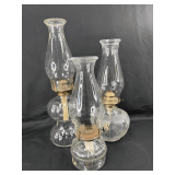 Clear Glass Oil Lamps - Set of Three