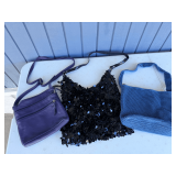 Selection of Three Designer Handbags: SAS, The Sak, and Sequin Embellished Bag