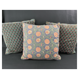 Set of Three Floral Print Decorative Throw Pillows