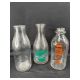 Vintage Glass Milk Bottles with Advertising