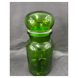 Green Glass Apothecary Jar Made in Belgium