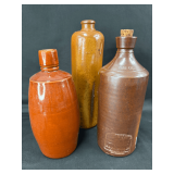 Vintage Stoneware and Pottery Bottles with Cork Stopper
