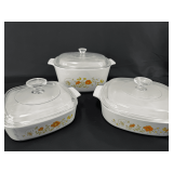 Corning Ware - 'Wildflower' Casserole Dishes with Lids, Set of Three