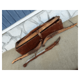 Vintage Wooden Farm Tool Lot with Yokes