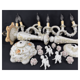 Capodimonte Style Floral Chandelier - For Restoration