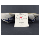 Two David Myers Pottery Apple Baker Bowls with Recipe Card