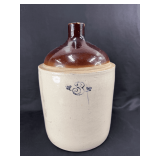 Three Gallon Stoneware Jug with Brown Glaze Top