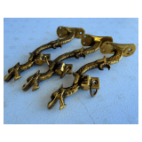 Set of Three Brass Dragon Coat Hooks