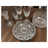 Cut Crystal Glassware Collection - Includes Bowl, Ashtray, and Glasses