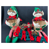 Holiday Elf Plush Figures and Felt Christmas Garland