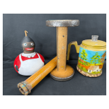 Hand-Painted Gourds and Coffee Percolator
