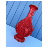 Ornate Cinnabar Lacquer Vase