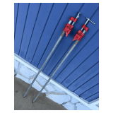 Pair of Adjustable Pipe Clamps with Red Cast Iron Fittings