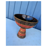 Italian Pottery Pedestal Bowl with Striped Motif