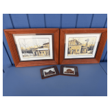 Framed Barn Scene Prints with Miniature Framed Artwork