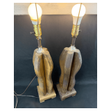 Pair of Carved Wood Table Lamps