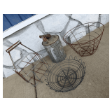 Galvanized Can, Baskets and Wire Carrier Assortment