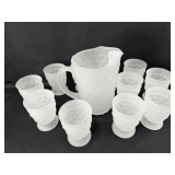 Frosted Glass Pitcher & Matching Goblet Set