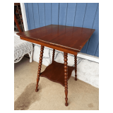 Wooden Table with Bobbin Legs and Drop Leaf