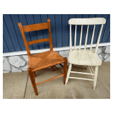 Pair of Chairs: Woven Seat & Painted Wood